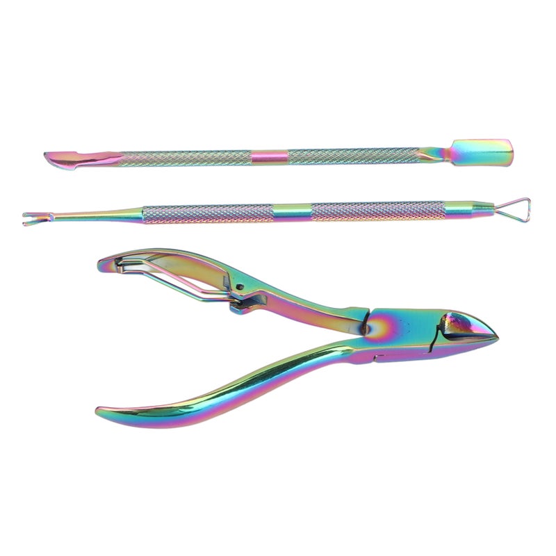 3pcs Cuticle Trimmer Set Stainless Steel Professional Nail Care Cuticle Pusher Scraper Set for Fingernails Toenails - Image 2