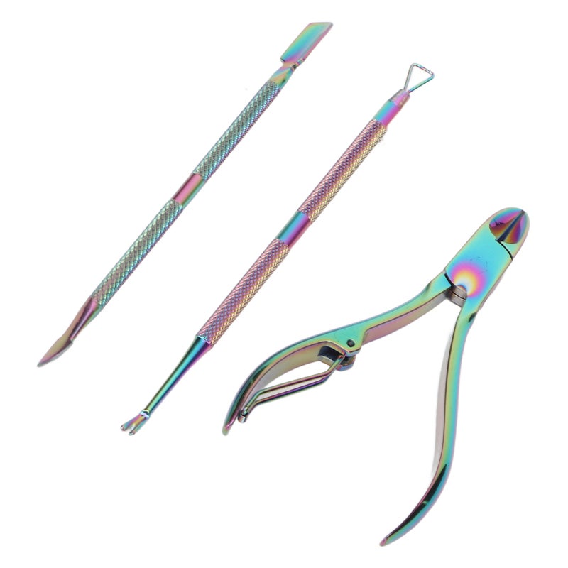 3pcs Cuticle Trimmer Set Stainless Steel Professional Nail Care Cuticle Pusher Scraper Set for Fingernails Toenails - Image 3