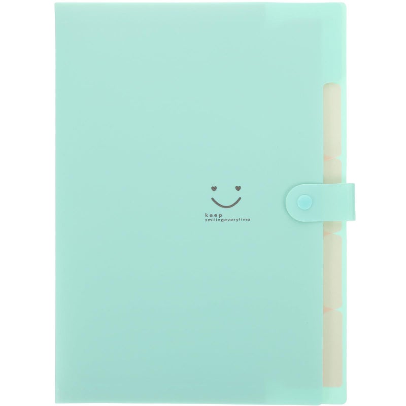 A4 Expanding Accordion File Folder 5 Compartments Large Capacity Document Organizer Green - Image 2