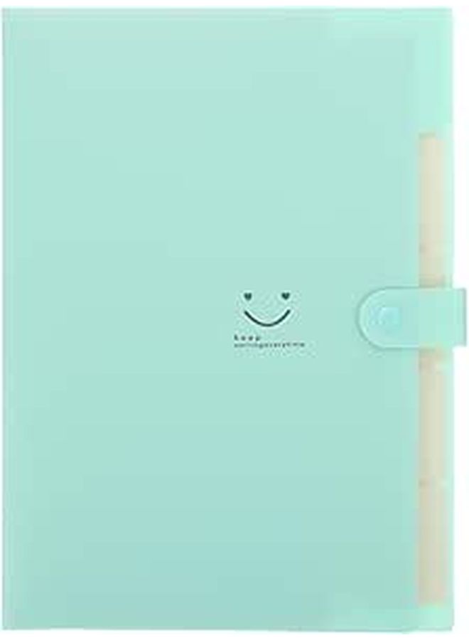 A4 Expanding Accordion File Folder 5 Compartments Large Capacity Document Organizer Green - Image 1