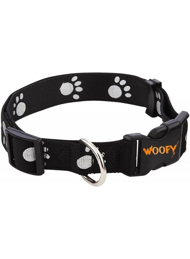 Nyloon Adjustable Paw Print Design Cute Small Dogs & Puppy Collar For Mini Dogs & Cat Collar (Size-15Mm) Pack Of 1 (Black) - Image 1
