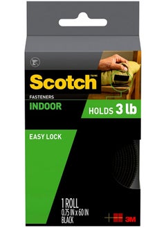 Scotch  Scotch Mount Indoor Fasteners 0.75 in x 60 in (19mm x 1.52m), 1 set of strips (2 rolls)/pack | Holds up 0.45 kg per 2.5cm | Black color | Multi-Surface | Easy to use | No Tools  - Image 1