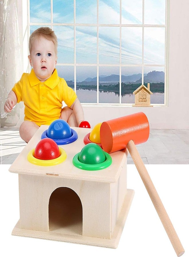 Luckymorden Wooden Hammer Ball Knock Pounding Bench with Box Case Fine Motor and Dexterity Skills Early Educational Toy Set for Kids 2+ Years (Hammer Ball)-Multicolor - Image 2