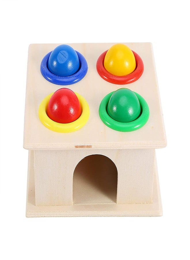 Luckymorden Wooden Hammer Ball Knock Pounding Bench with Box Case Fine Motor and Dexterity Skills Early Educational Toy Set for Kids 2+ Years (Hammer Ball)-Multicolor - Image 1
