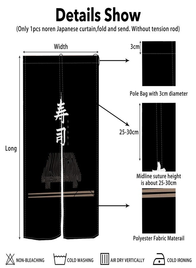 Leowefowa Traditional Noren Japanese Style Doorway Curtain Long Type Door Curtains Sushi Print Window Treatment Hanging Doorway Tapestry Panel for Room Divider Kitchen Home Decor, 33.5"x 70.9" - Image 3