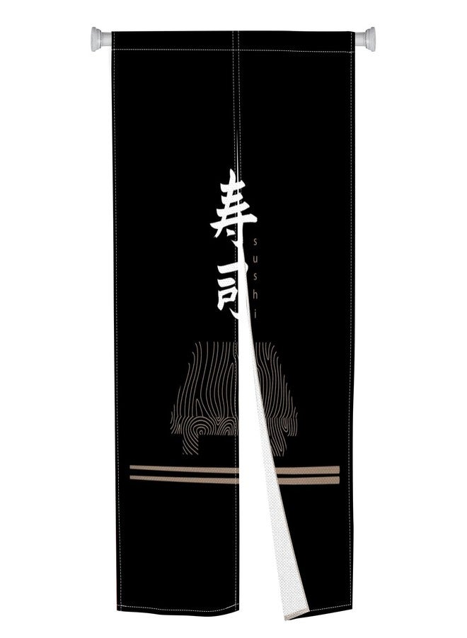 Leowefowa Traditional Noren Japanese Style Doorway Curtain Long Type Door Curtains Sushi Print Window Treatment Hanging Doorway Tapestry Panel for Room Divider Kitchen Home Decor, 33.5"x 70.9" - Image 1