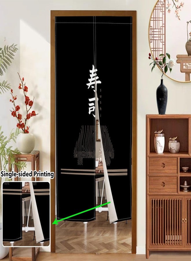 Leowefowa Traditional Noren Japanese Style Doorway Curtain Long Type Door Curtains Sushi Print Window Treatment Hanging Doorway Tapestry Panel for Room Divider Kitchen Home Decor, 33.5"x 70.9" - Image 2
