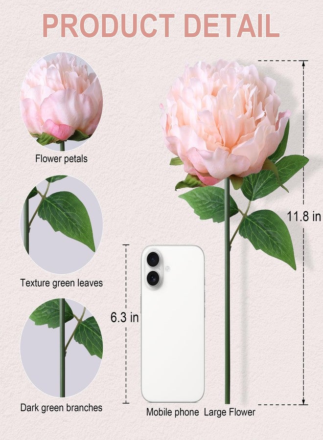 florisso Light Pink Peony Artificial Flowers - 11 Branches Silk Peonies for Vase Arrangements, Wedding Decor & Living Room Accents (Faux Flowers) - Image 4