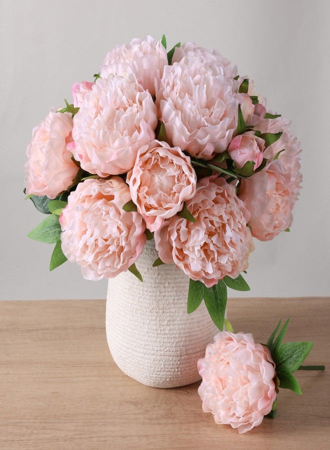 florisso Light Pink Peony Artificial Flowers - 11 Branches Silk Peonies for Vase Arrangements, Wedding Decor & Living Room Accents (Faux Flowers) - Image 1