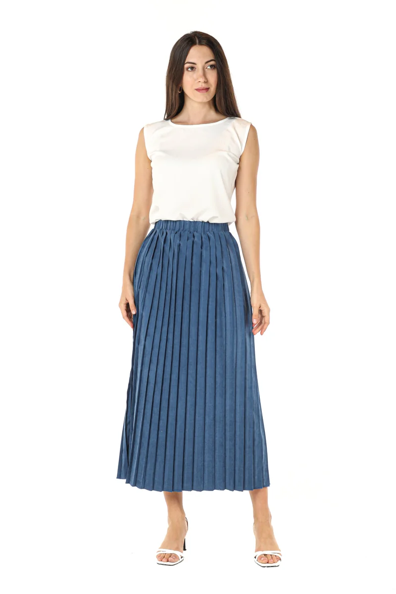 Moistreet Pleated High Waist Midi Skirt