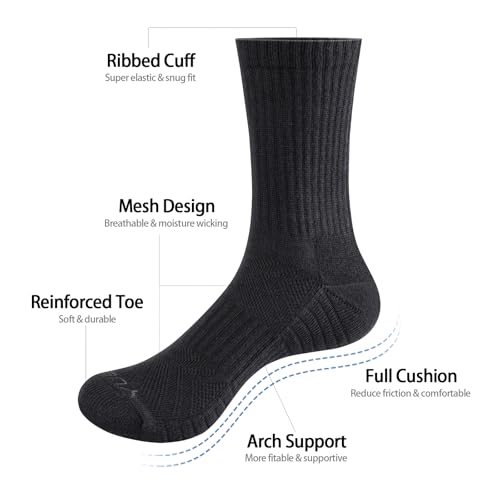 YUEDGE Women's Black Work Boot Socks Performance Moisture Wicking Cotton Sports Athletic Workout Training Cushioned Crew Socks For Women 6-9, 5 Paris - Image 5
