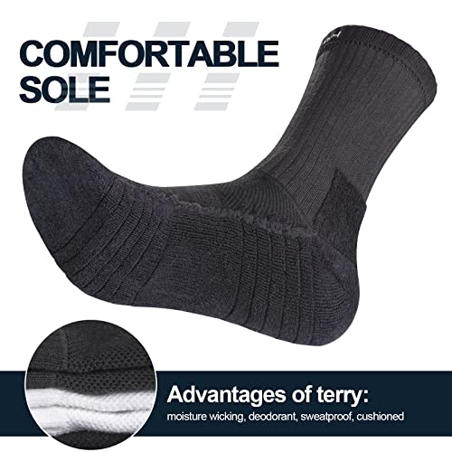 YUEDGE Women's Black Work Boot Socks Performance Moisture Wicking Cotton Sports Athletic Workout Training Cushioned Crew Socks For Women 6-9, 5 Paris - Image 4