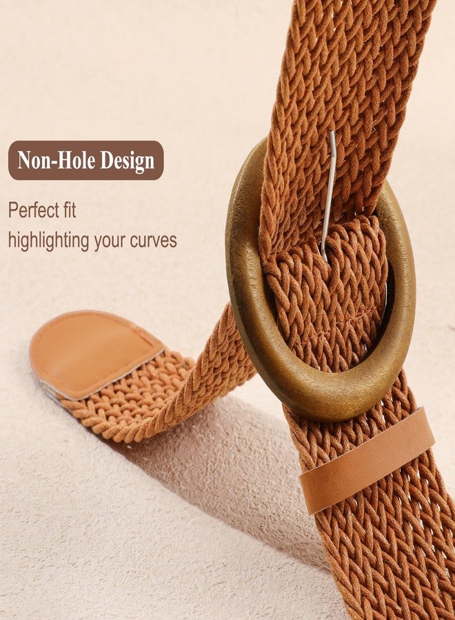 سوزدي حزام خصر عريض مضفر من الروطان للنساء من SUOSDEY، مناسب للفساتين والسراويل، حزام بوهيمي أنيق، لون بني فاتح - Image 3