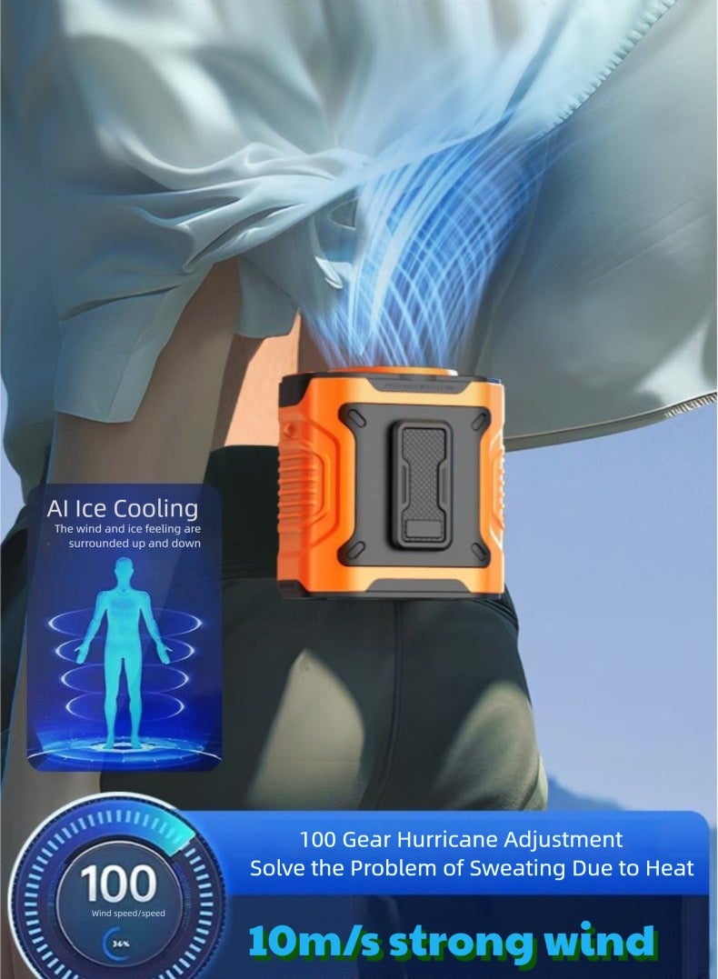 ZTEK 【Portable Hanging Waist Clip Fan】10-Speed Adjustable High-Speed Rechargeable Belt Fan, 5000mAh Battery, LED Display, Strong Airflow for Outdoor Work, Camping, Hiking & Hot Weather - Image 2