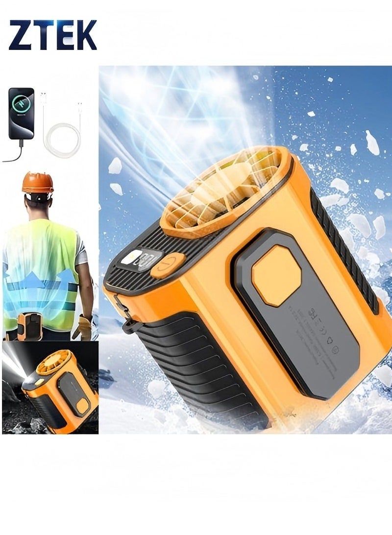 ZTEK 【Portable Hanging Waist Clip Fan】10-Speed Adjustable High-Speed Rechargeable Belt Fan, 5000mAh Battery, LED Display, Strong Airflow for Outdoor Work, Camping, Hiking & Hot Weather - Image 1