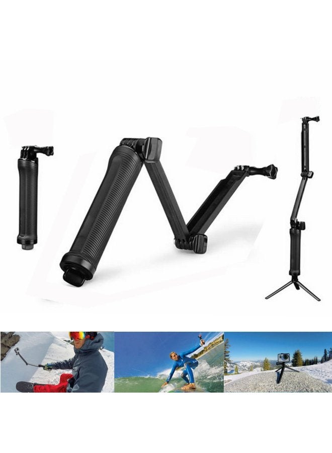 For DJI Foldable Three-way Adjustable Selfie Stick Tripod Arm For Action Camera GoPro Accessories Compact Portable Photography Gear-Color:Hollow Rod B Bright Handle  - Image 2