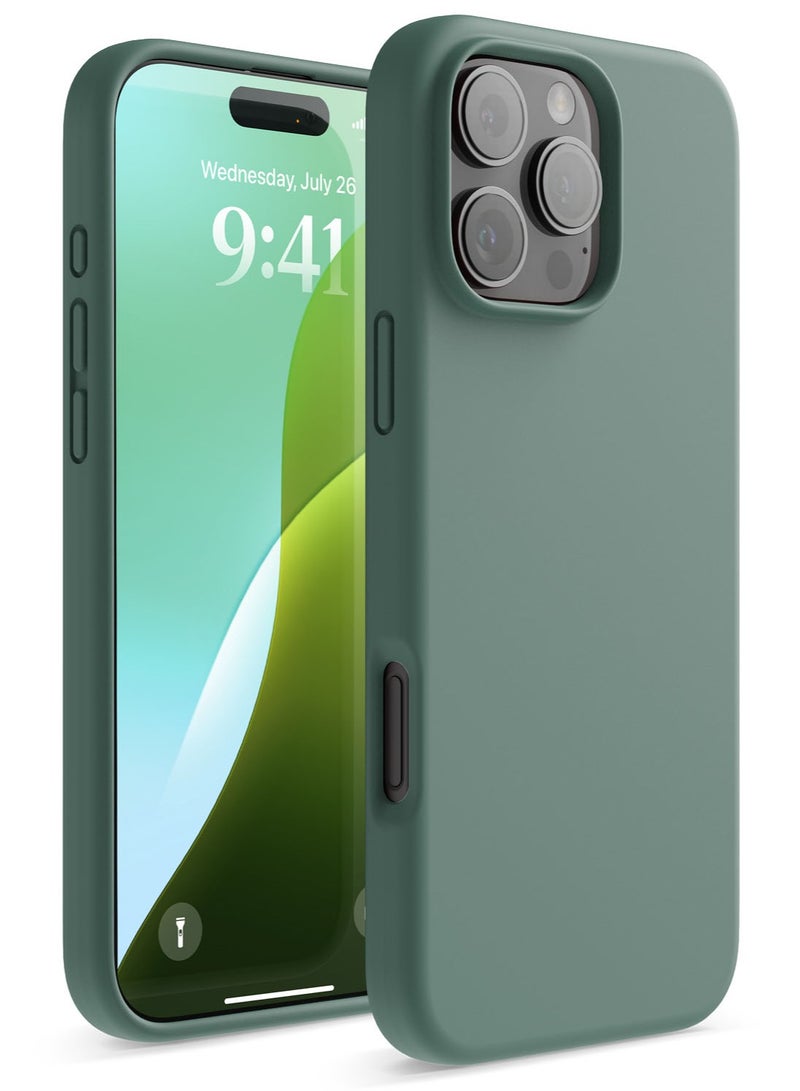 Elago Liquid Silicone for iPhone 16 Pro MAX Case Cover Full Body Protection, Shockproof, Slim, Anti-Scratch Soft Microfiber Lining - Midnight Green - Image 1