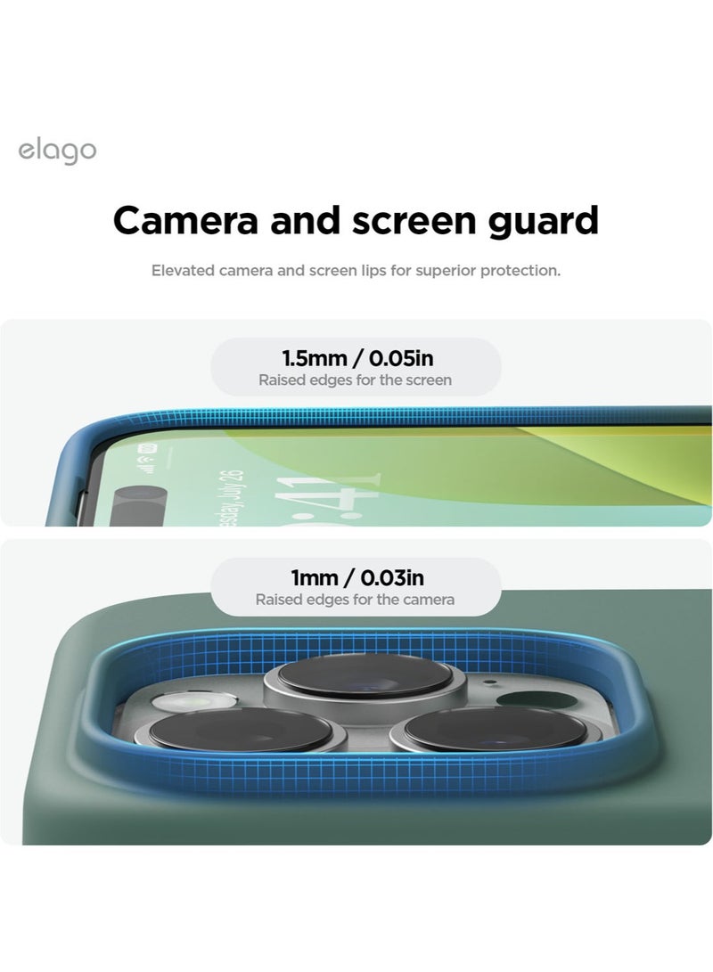 Elago Liquid Silicone for iPhone 16 Pro MAX Case Cover Full Body Protection, Shockproof, Slim, Anti-Scratch Soft Microfiber Lining - Midnight Green - Image 5