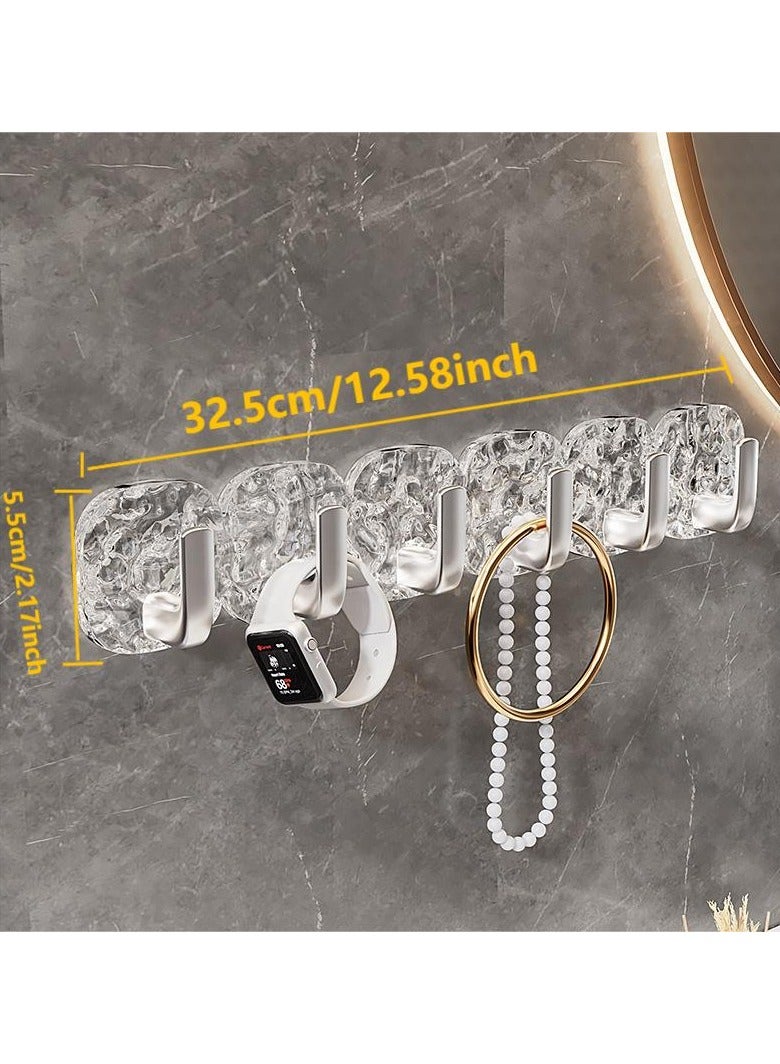 Adhesive Wall Hooks Bath Towel Hooks Heavy Duty Coats Hanger 6 Hook Plastic Towel Rack Robe Hook Clothes Hanger Hanging Hooks for Jacket Hat Bags Backpacks Keychain - Image 3