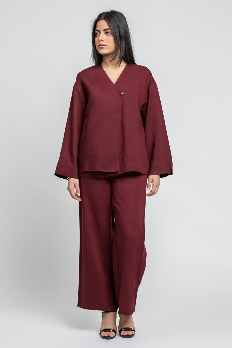 RINA Wide Leg Pants with Side Pockets - Image 1