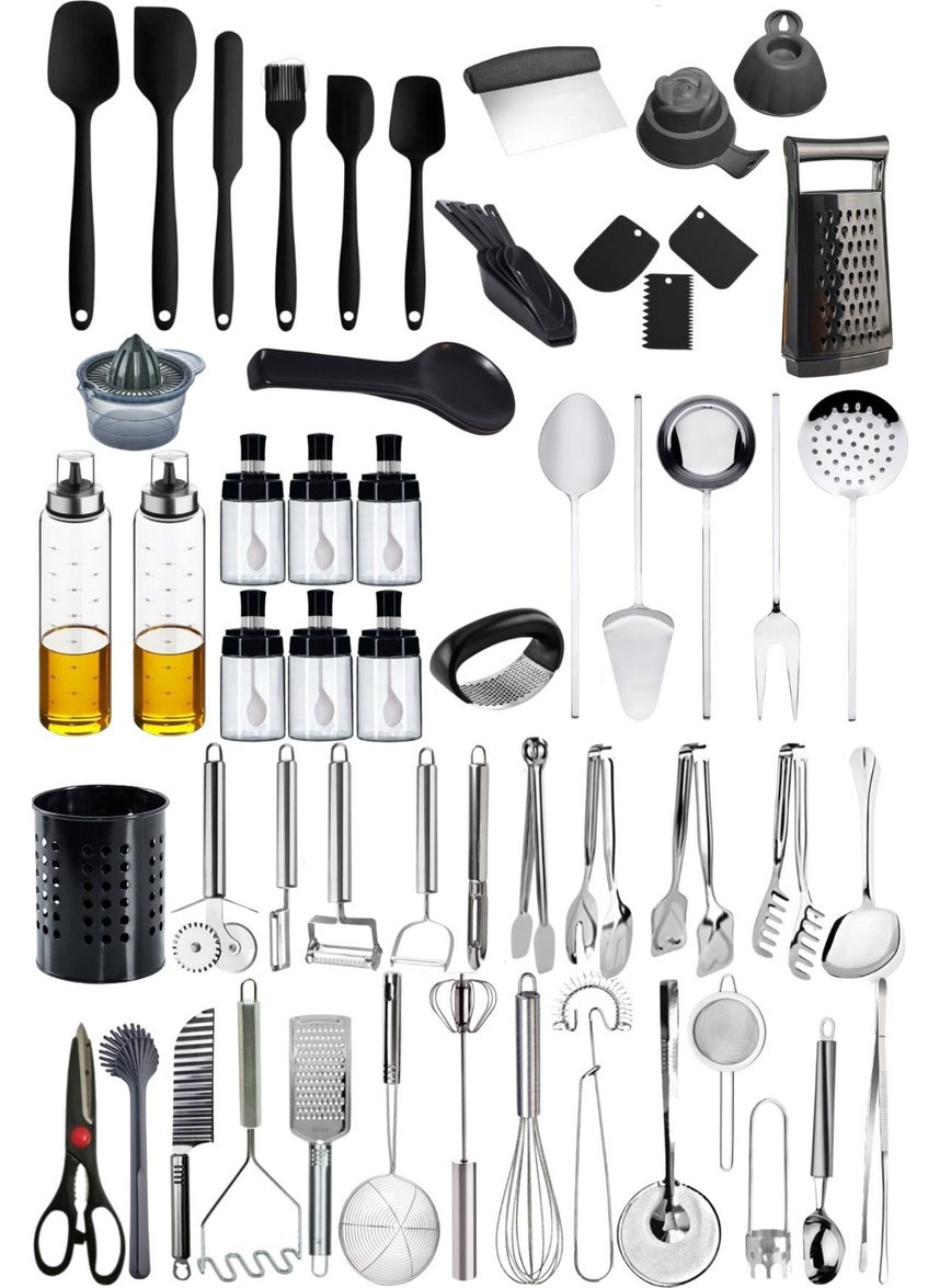 Mirillia Home - Silicone Spoon Knife Spatula Set and Practical Kitchen Utensils Serving Set Large Dowry Set Ladle Set - Image 1