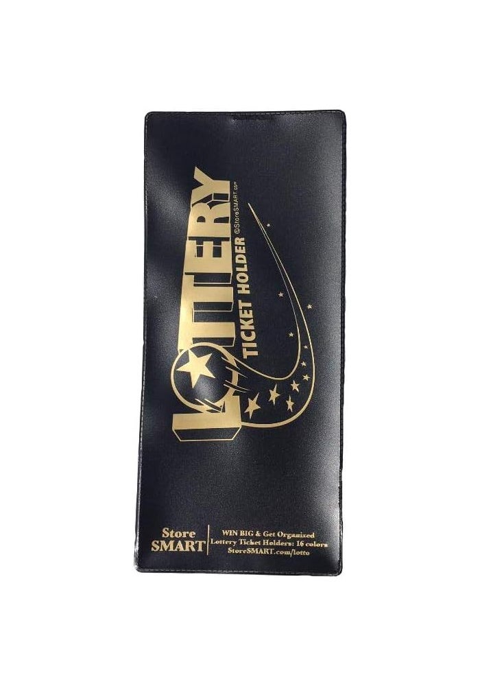 STORE SMART Lotto Ticket Lottery Holder - 4"x9" Plastic - Black Onyx - 2 Pack