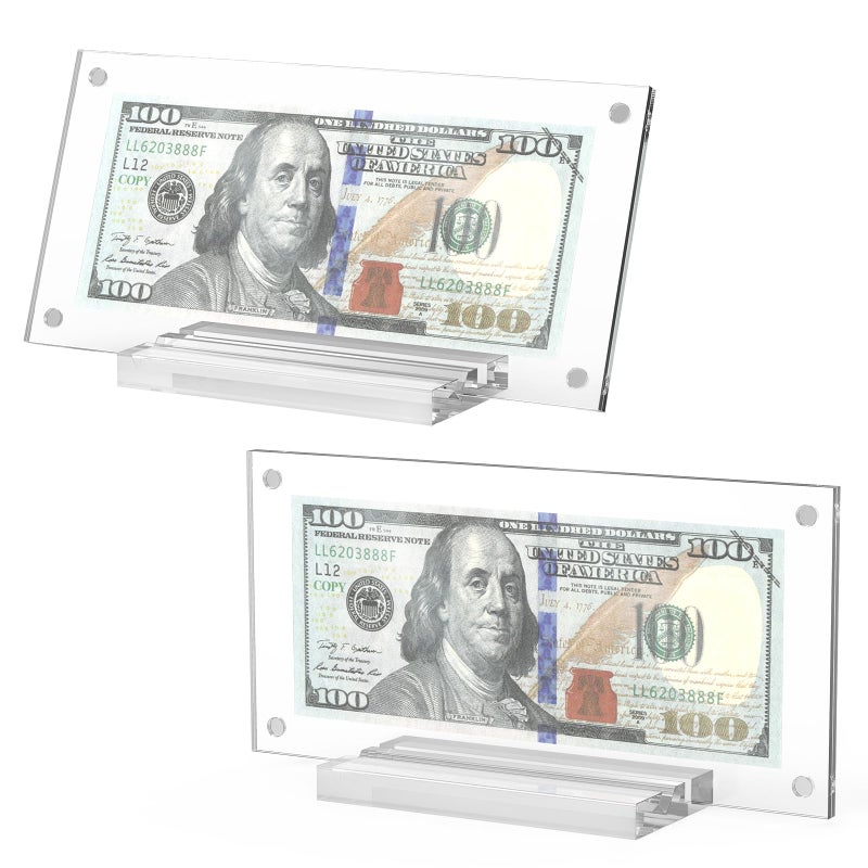 Yncotte Dollar Bill Frame 2pcs Dollar Bill Currency Display Holder Money Frame for Collectors Ticket Protector - Image 2