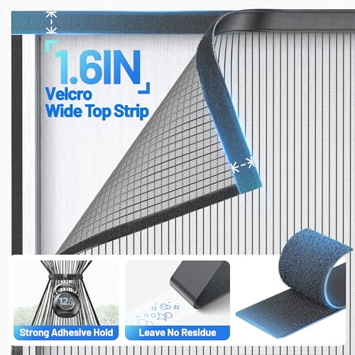 Sjuznng Garage Door Screen for 2 Car Garage - Heavy Duty Magnetic Garage Screen Door Mesh with 6 Roll Up Straps, Fiberglass Garages Doors Net Screens Keeps Bugs & Mosquitos Out Fits Garages Doors Size 16x7 Ft - Image 4