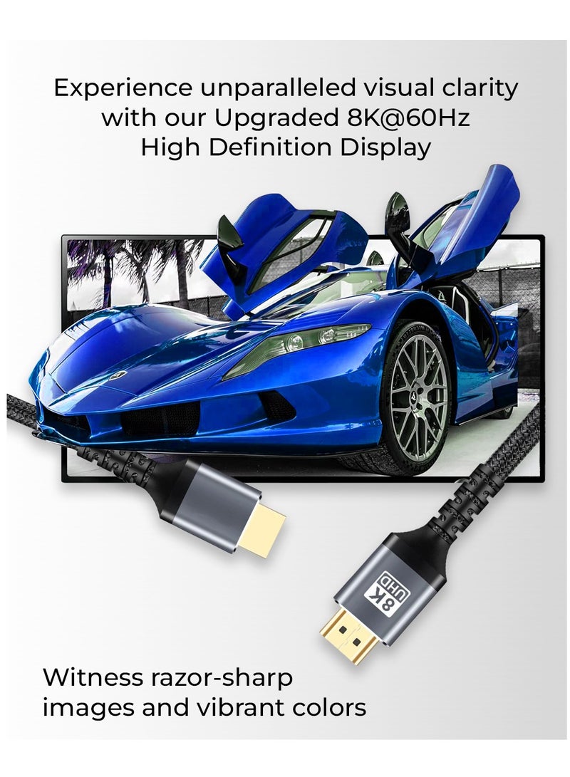 جلاسولوجي 8K HDMI Cable 2.1 (2M) – 48Gbps Ultra High Speed, 8K@60Hz 4K@120Hz, Braided Durability – Compatible with PS5, Xbox, MacBook Pro, Nintendo Switch, UHD TV, PC - Image 2