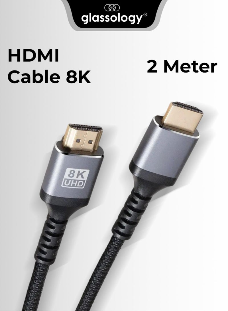 جلاسولوجي 8K HDMI Cable 2.1 (2M) – 48Gbps Ultra High Speed, 8K@60Hz 4K@120Hz, Braided Durability – Compatible with PS5, Xbox, MacBook Pro, Nintendo Switch, UHD TV, PC - Image 1