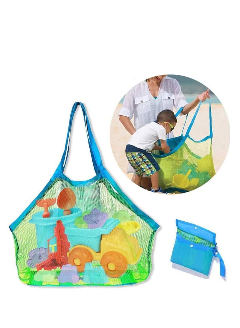 NIBEMINENT Sand Beach Mesh Storage Bag for Kids Summer Shell Toys Clothes Tote Bags Holding Children’s Market Grocery Picnic  - Image 1