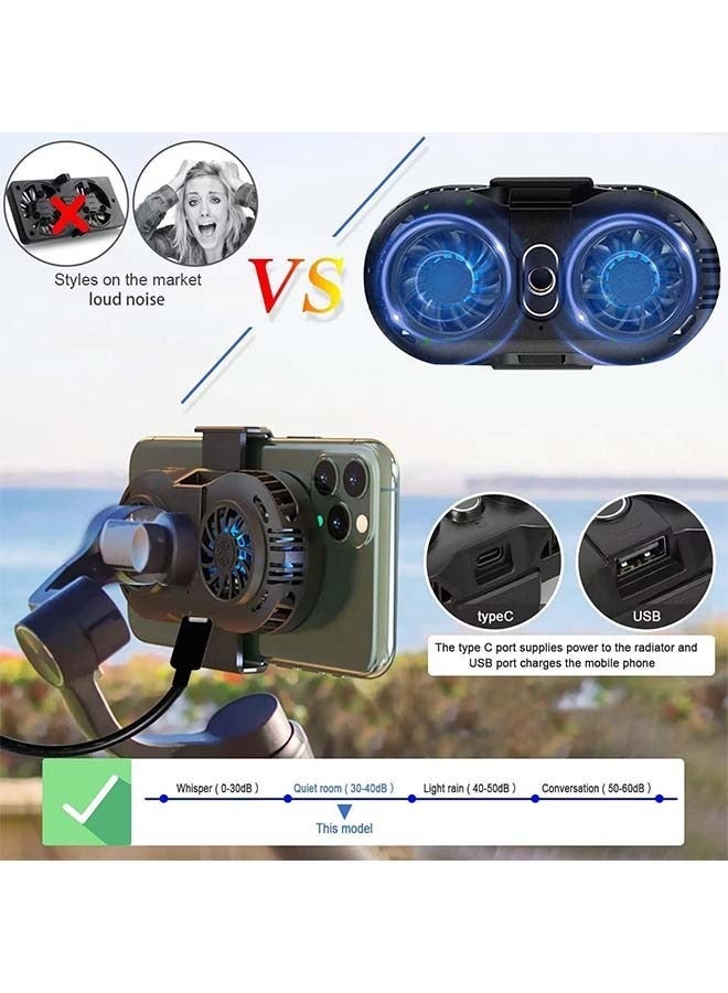 Sakulight مبرد الهاتف، مشعاع الهاتف المحمول مع شريحة تبريد مزدوجة شبه موصلة، الهواتف المحمولة بعرض 6 إلى 8 سم لبث Tiktok المباشر، ومدونة الفيديو الخارجية، وألعاب الهاتف المحمول. - Image 3