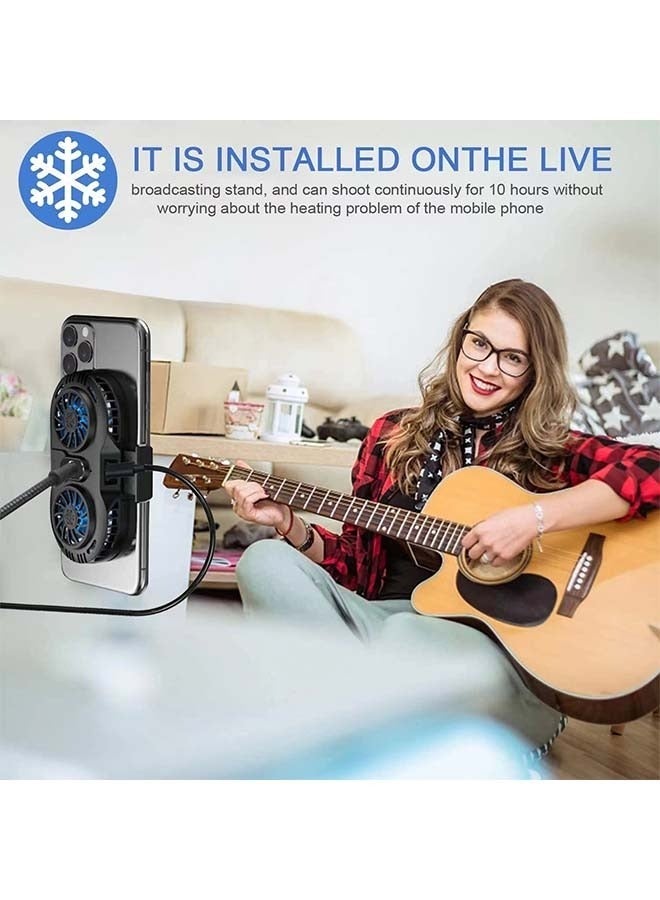 Sakulight مبرد الهاتف، مشعاع الهاتف المحمول مع شريحة تبريد مزدوجة شبه موصلة، الهواتف المحمولة بعرض 6 إلى 8 سم لبث Tiktok المباشر، ومدونة الفيديو الخارجية، وألعاب الهاتف المحمول. - Image 4
