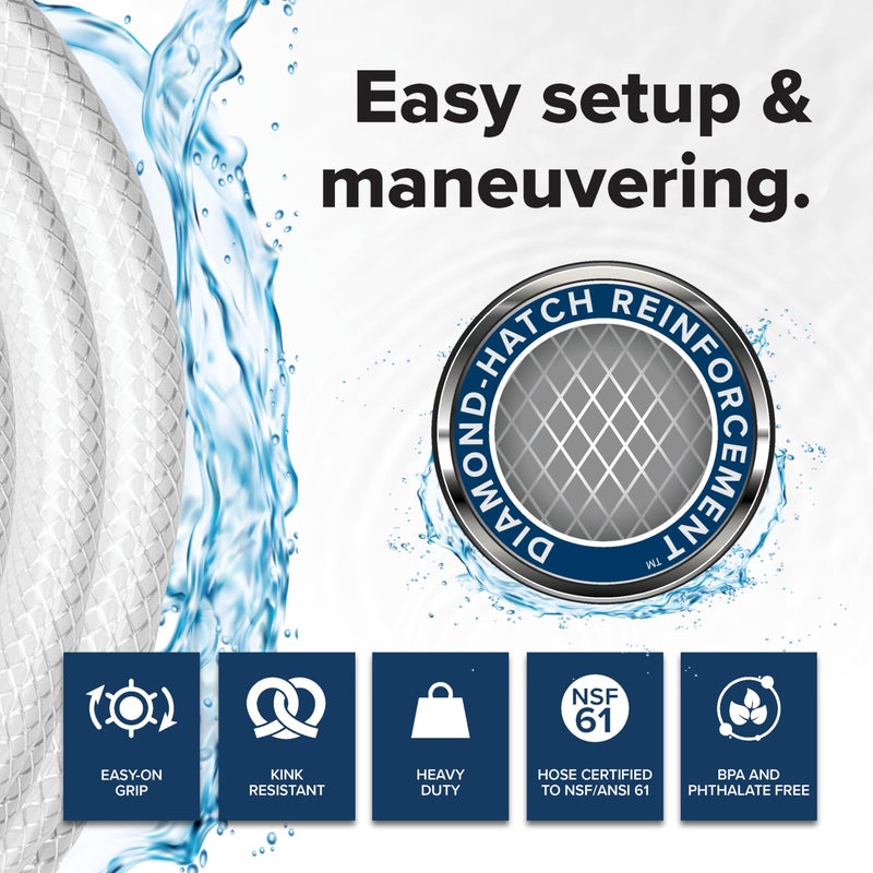 Camco Camco TastePURE 10-Ft Water Hose - RV Drinking Water Hose Contains No Lead, No BPA & No Phthalate - Features Diamond-Hatch Reinforced PVC Design - 1/2” Inside Diameter, Made in the USA (22743)  - Image 4