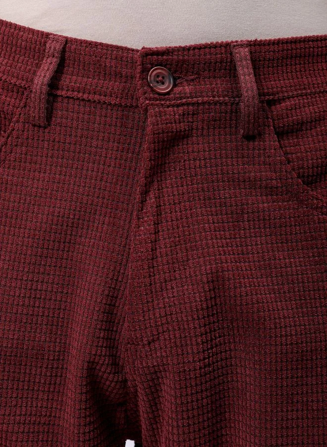 The Indian Garage Co Men Straight Fit Solid Mid-Rise Corduroy Casual Trousers