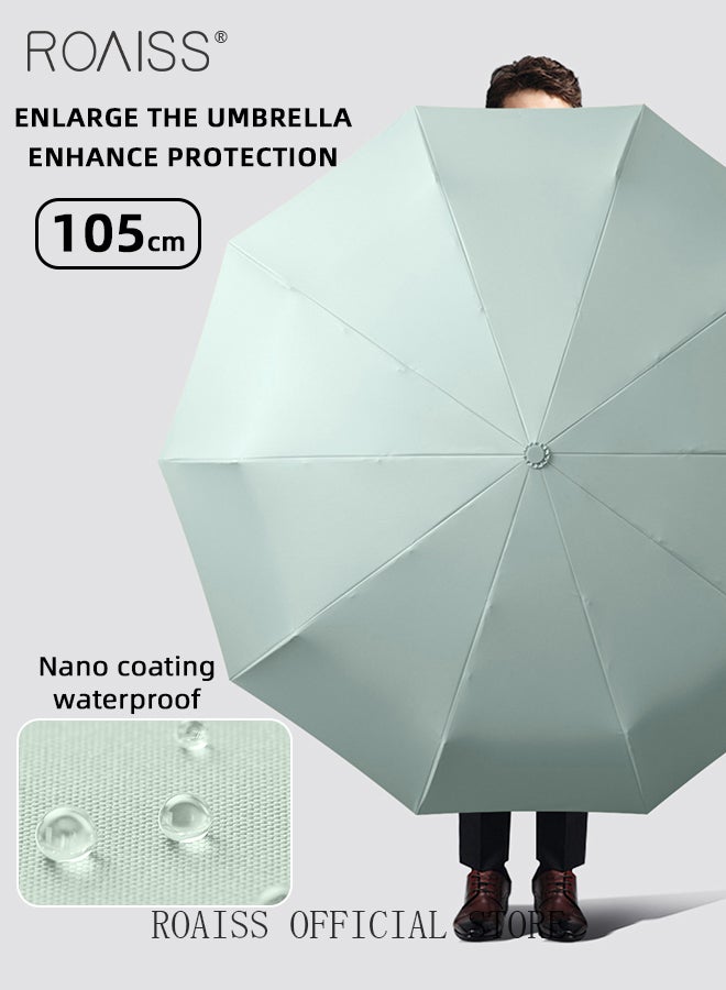 roaiss Multifunctional Fully Automatic Umbrella for Unisex with Double Layer Macaron Colors 10 Ribs Sun and Rain Dual Use Folding Umbrella Enhanced Sun Protection Colored Vinyl Umbrella  - Image 4