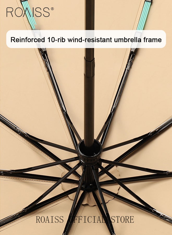 roaiss Multifunctional Fully Automatic Umbrella for Unisex with Double Layer Macaron Colors 10 Ribs Sun and Rain Dual Use Folding Umbrella Enhanced Sun Protection Colored Vinyl Umbrella  - Image 5