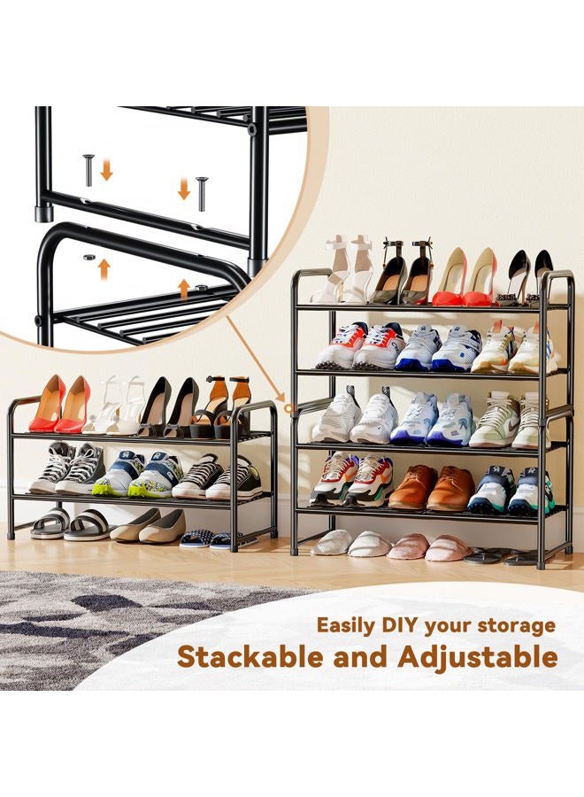 MWQ 2-Tier Stackable Shoe Rack, Metal Shoe Shelf Storage Organizer,Black - Image 3