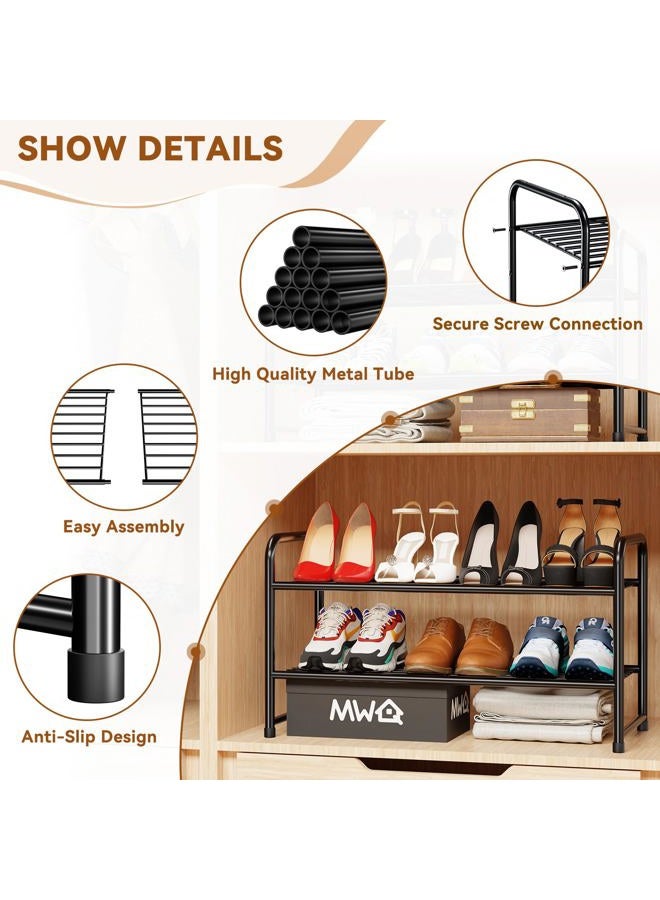 MWQ 2-Tier Stackable Shoe Rack, Metal Shoe Shelf Storage Organizer,Black - Image 4