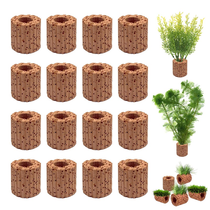 Rainmae 16 Pcs Aquatic Water Plant Fixed Rings, Water Plants Cultivation Fixed Ring Aquatic Water Plant Fixed Ring Ceramic Plant Pot, Landscape Ceramic Pottery Gravity Ring for Fish Tank Accessories - Image 1