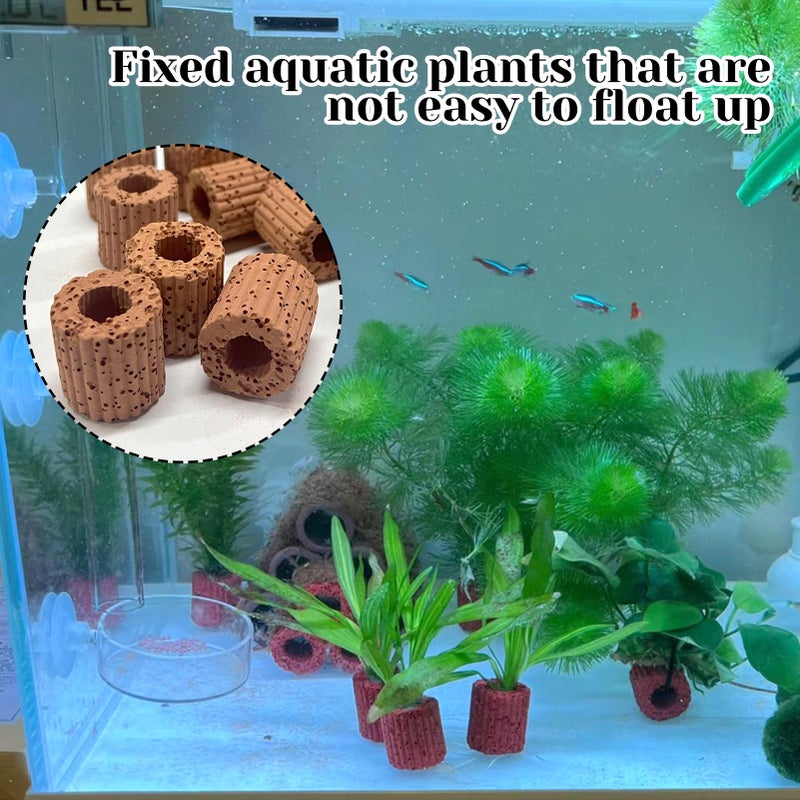 Rainmae 16 Pcs Aquatic Water Plant Fixed Rings, Water Plants Cultivation Fixed Ring Aquatic Water Plant Fixed Ring Ceramic Plant Pot, Landscape Ceramic Pottery Gravity Ring for Fish Tank Accessories - Image 3