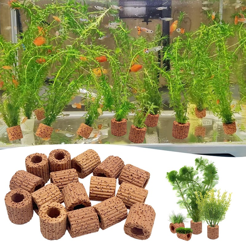 Rainmae 16 Pcs Aquatic Water Plant Fixed Rings, Water Plants Cultivation Fixed Ring Aquatic Water Plant Fixed Ring Ceramic Plant Pot, Landscape Ceramic Pottery Gravity Ring for Fish Tank Accessories - Image 5