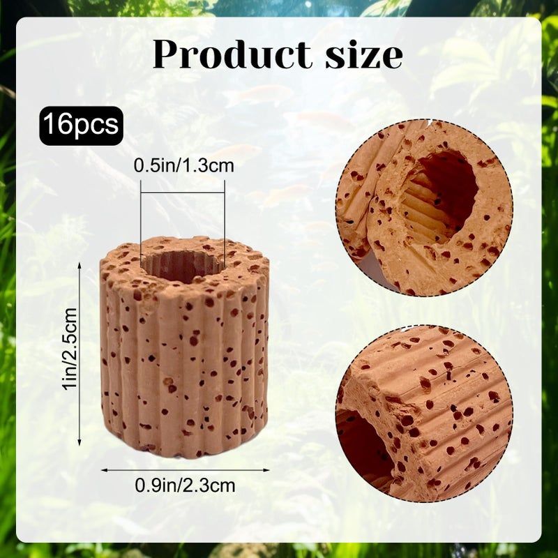 Rainmae 16 Pcs Aquatic Water Plant Fixed Rings, Water Plants Cultivation Fixed Ring Aquatic Water Plant Fixed Ring Ceramic Plant Pot, Landscape Ceramic Pottery Gravity Ring for Fish Tank Accessories - Image 2