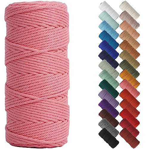 NOANTA Dark Pink Macrame Cord 3mm x 109yards, Colored Macrame Rope, Cotton Rope Macrame Yarn, Colorful Cotton Craft Cord for Wall Hanging, Plant Hangers, Crafts, Knitting - Image 1
