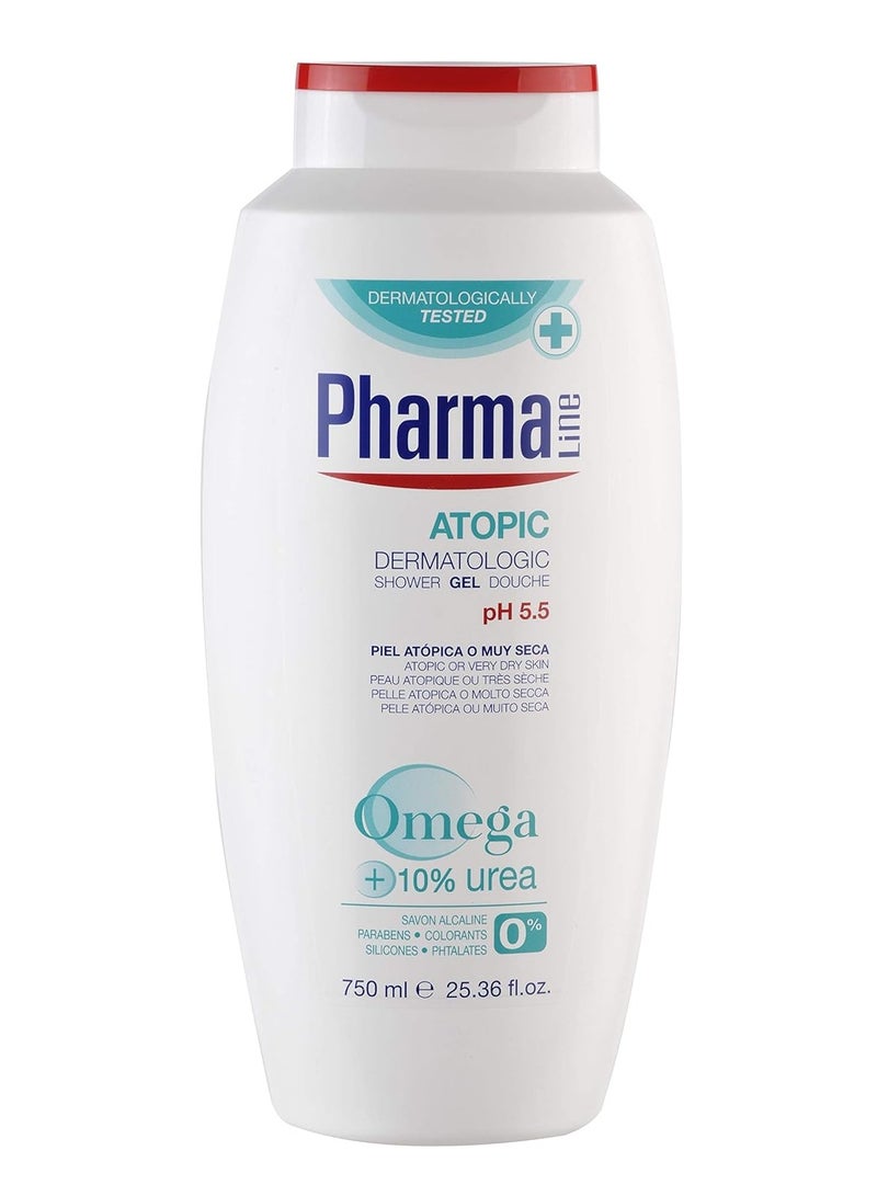 PharmaLine Atopic Dermatologic Shower Gel Douche pH 5.5 with Omega and 10% Urea 750ml