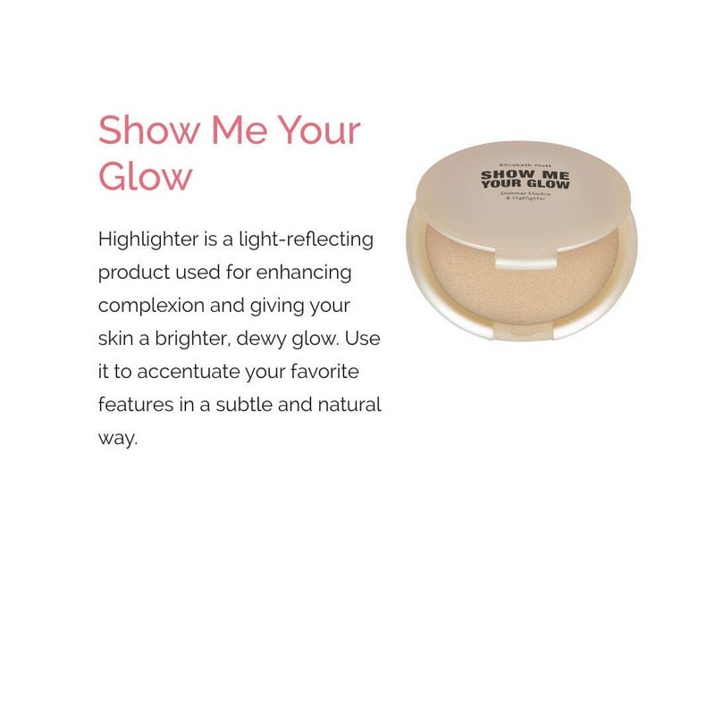Elizabeth Mott Show Me Your Glow 2-in-1 Powder Highlighter Makeup and Shimmer Eye Shadow - Natural Face Glow Makeup, Cruelty-Free and Paraben-Free - Illuminating Champagne Highlighter (10g) - Image 3