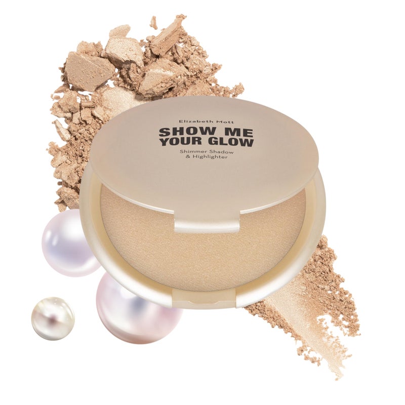 Elizabeth Mott Show Me Your Glow 2-in-1 Powder Highlighter Makeup and Shimmer Eye Shadow - Natural Face Glow Makeup, Cruelty-Free and Paraben-Free - Illuminating Champagne Highlighter (10g) - Image 1