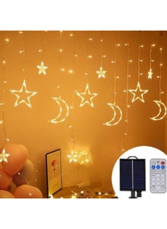 olar Star Moon String Lights String Lights,138 LED Solar Powered Curtain Lights Stringlights,8 Lighting Modes Waterproof Twinkle Fairy Light, Warm Light, Solar Power
