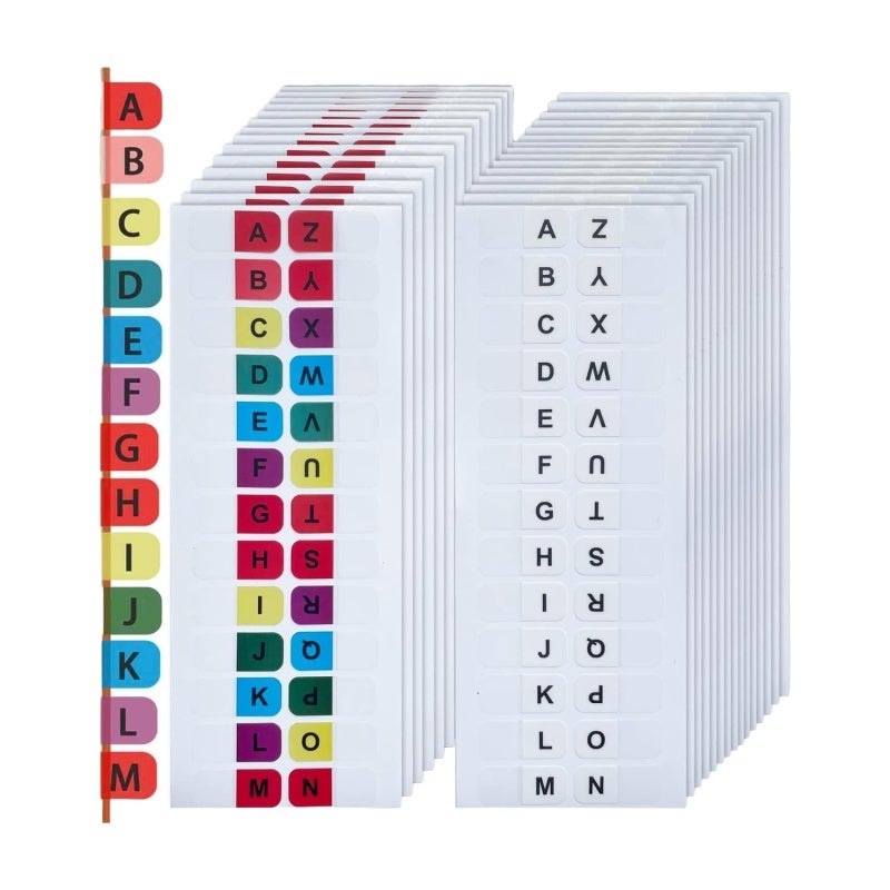 Alphabet Index Stickers 16.90x6.80x0.10cm Waterproof & Durable Alphabetical Tab Indexes - Easy Repositioning A-Z Index Tabs for Home Office Study Document Organization - Image 1