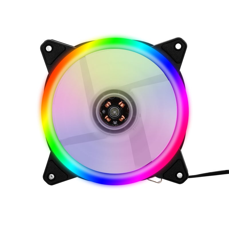 مبرد مروحة تبريد الكمبيوتر مع ضوء RGB غير قابل للتعديل 12سم متعدد الألوان - Image 1